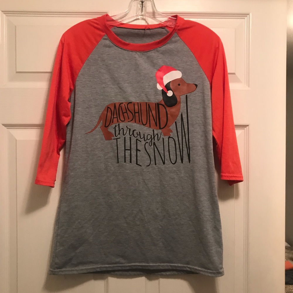 Dachshund baseball sleeve shirt